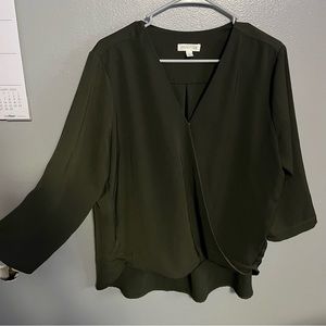 Prologue women’s top size large, green, 3/4 sleeve, button open blouse